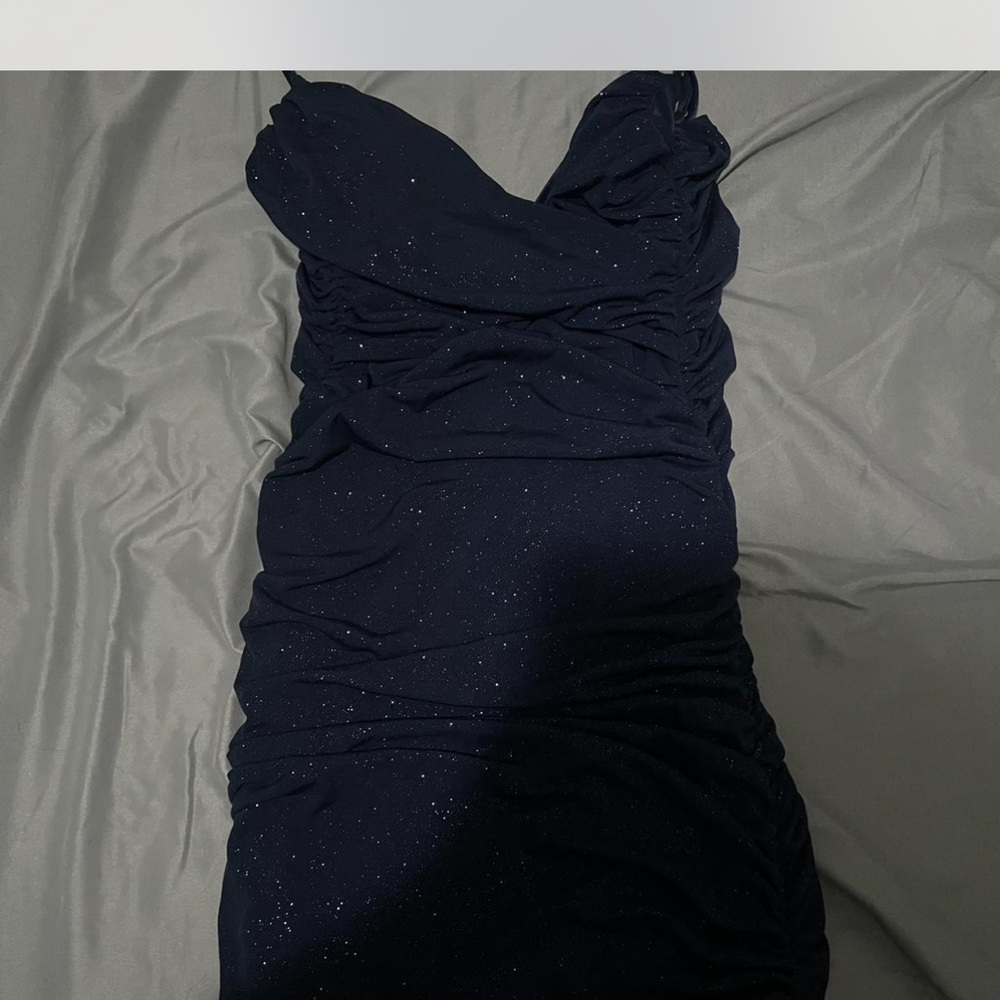 Elegant Lucy In The Sky Navy Blue Ruched Dress